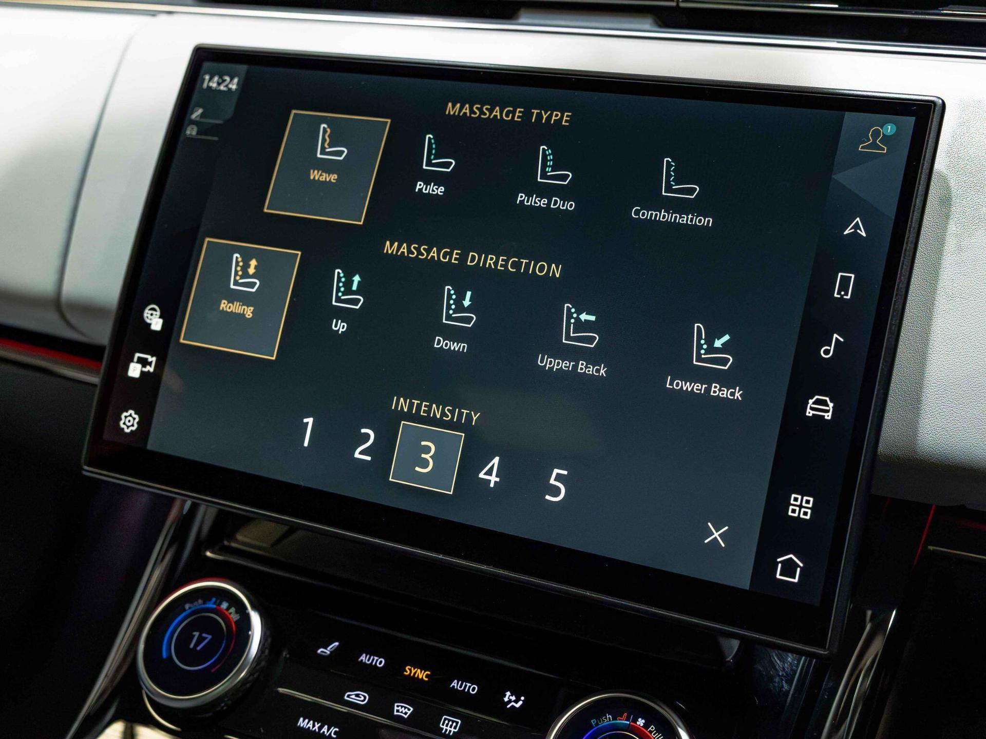 An interior shot of the infotainment system on a 2023 Land Rover Range Rover Sport