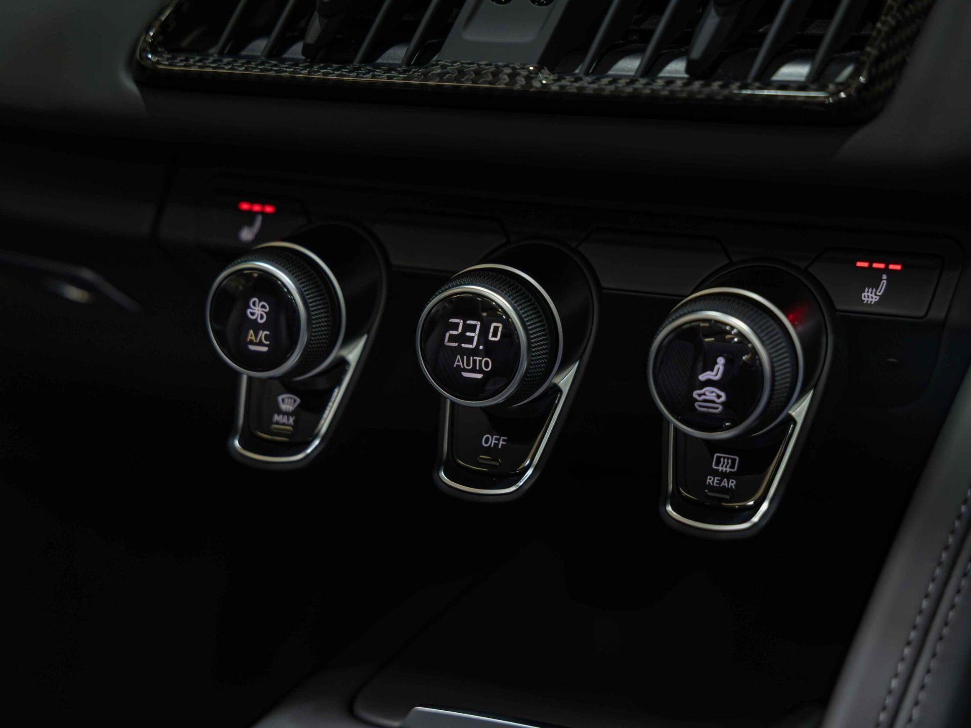 An interior shot of the misc controls on a 2021 Audi R8