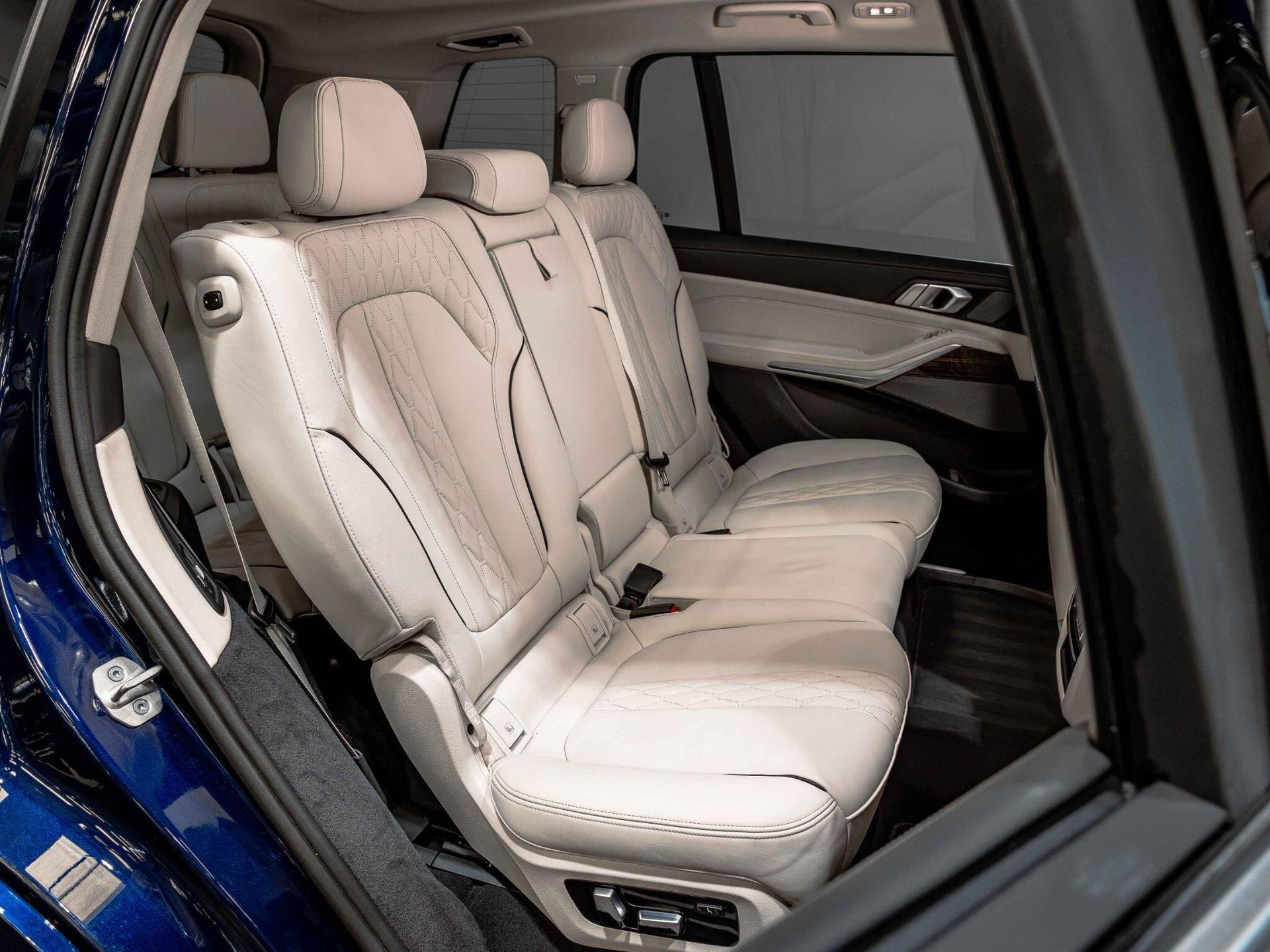 An interior shot of the seats rear on a 2024 BMW X7