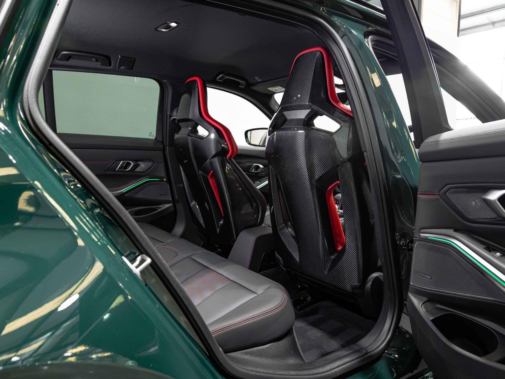 An interior shot of the seats rear on a 2025 BMW M3
