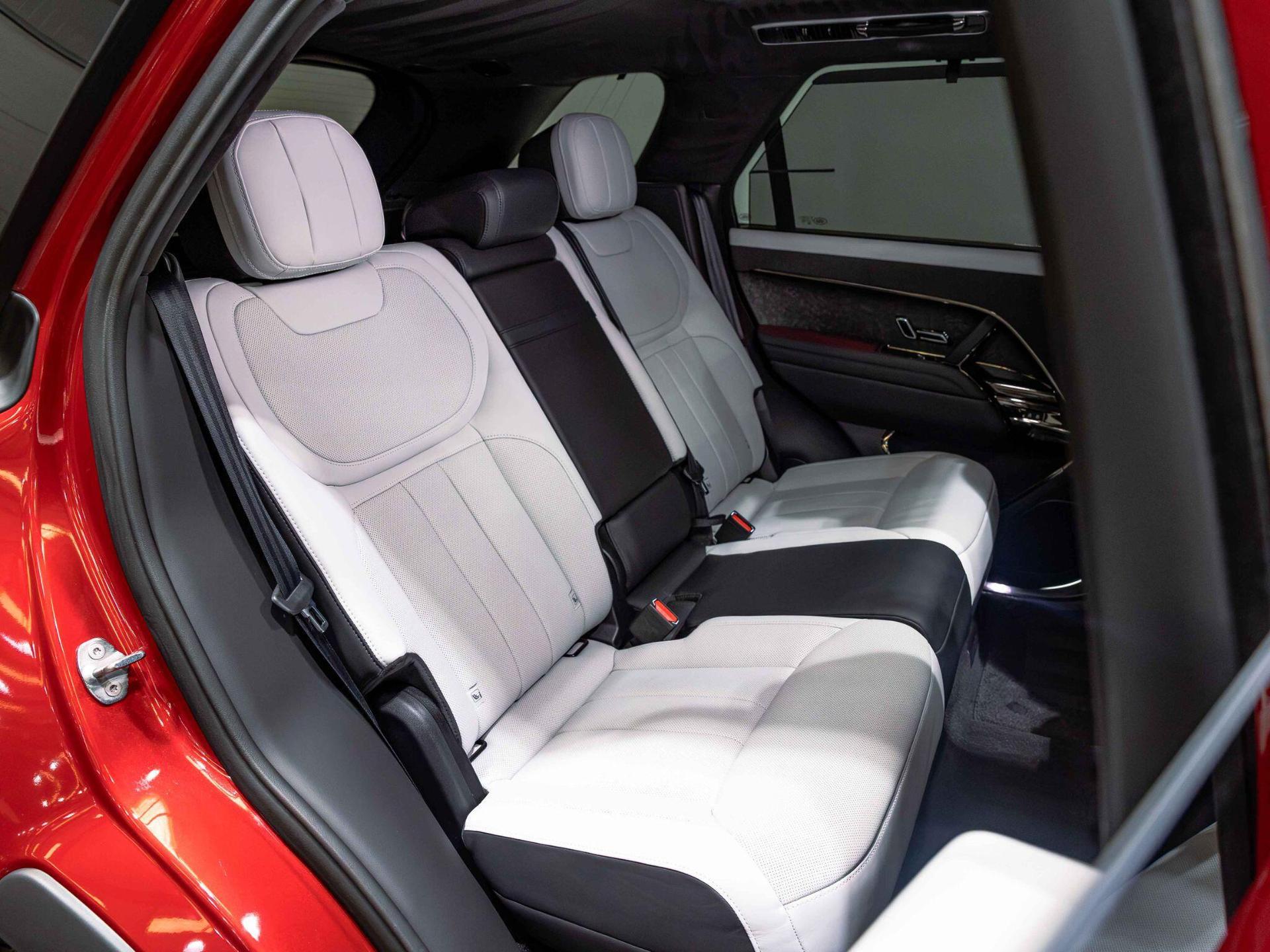 An interior shot of the seats rear on a 2023 Land Rover Range Rover Sport