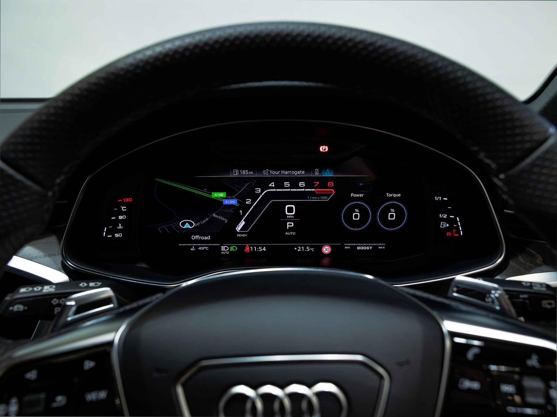 An interior shot of the driver instruments on a 2023 Audi RS6 Avant