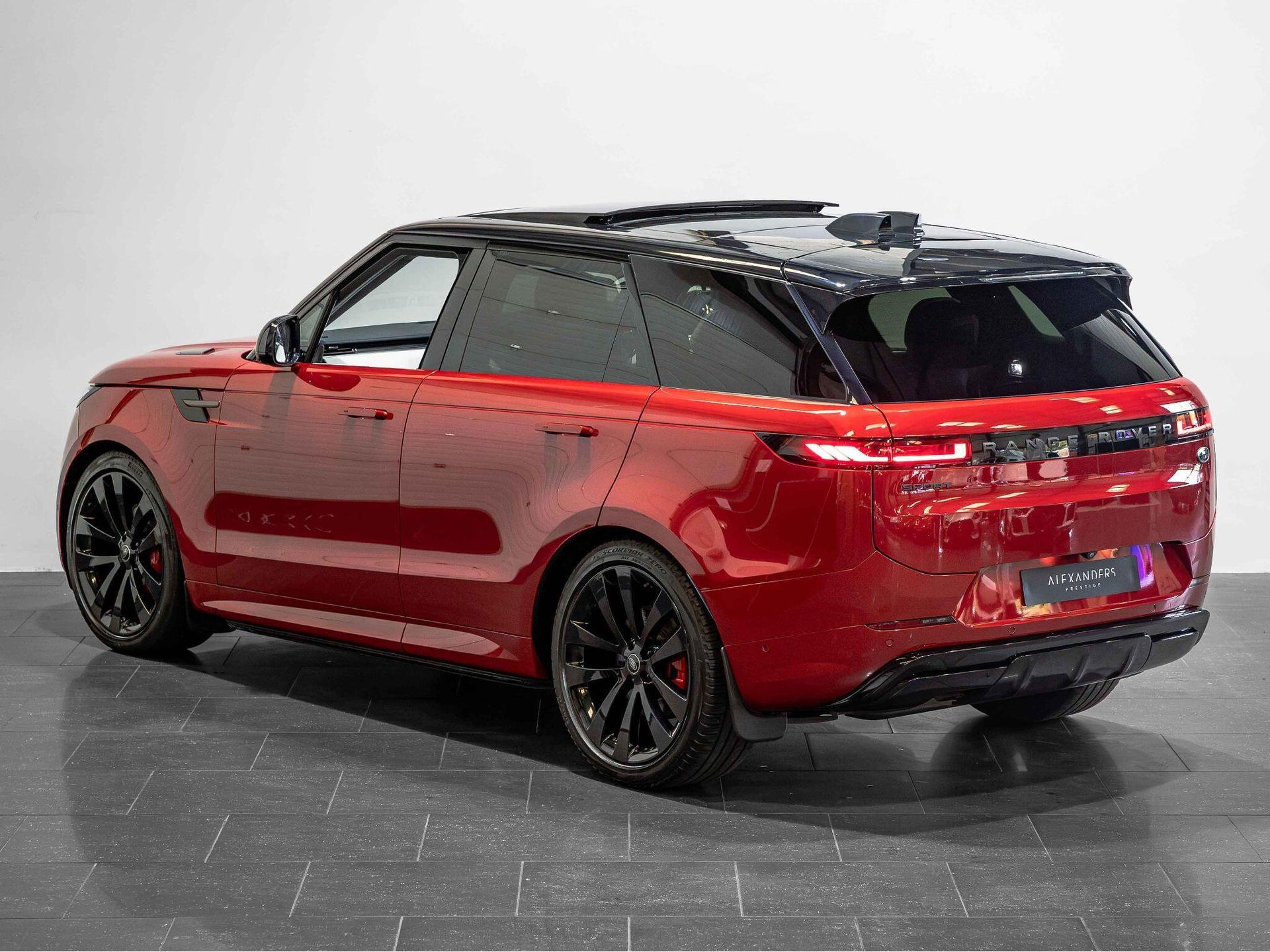 An exterior shot of the rear left on a 2023 Land Rover Range Rover Sport