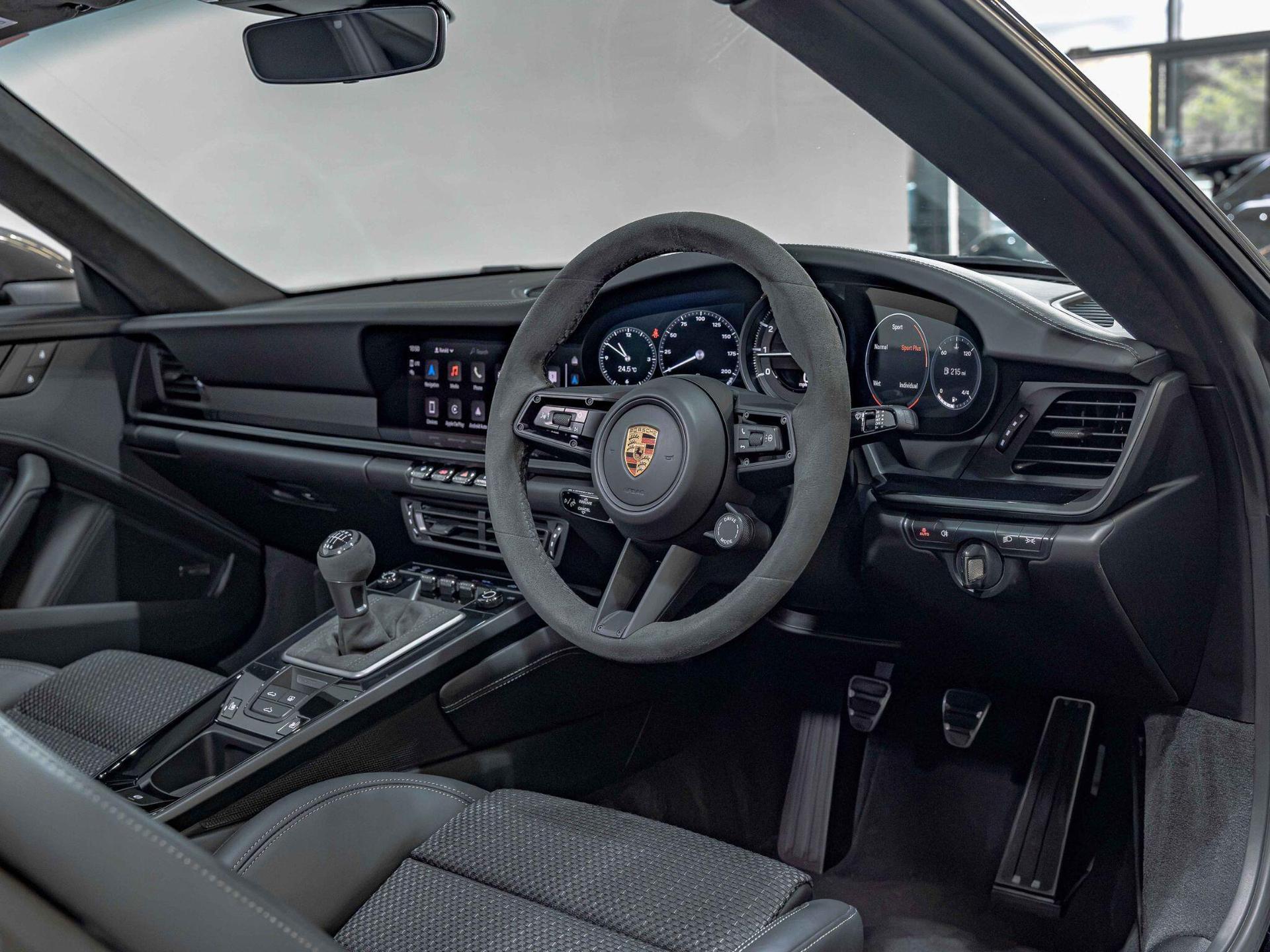 An interior shot of the interior front on a 2024 Porsche 911