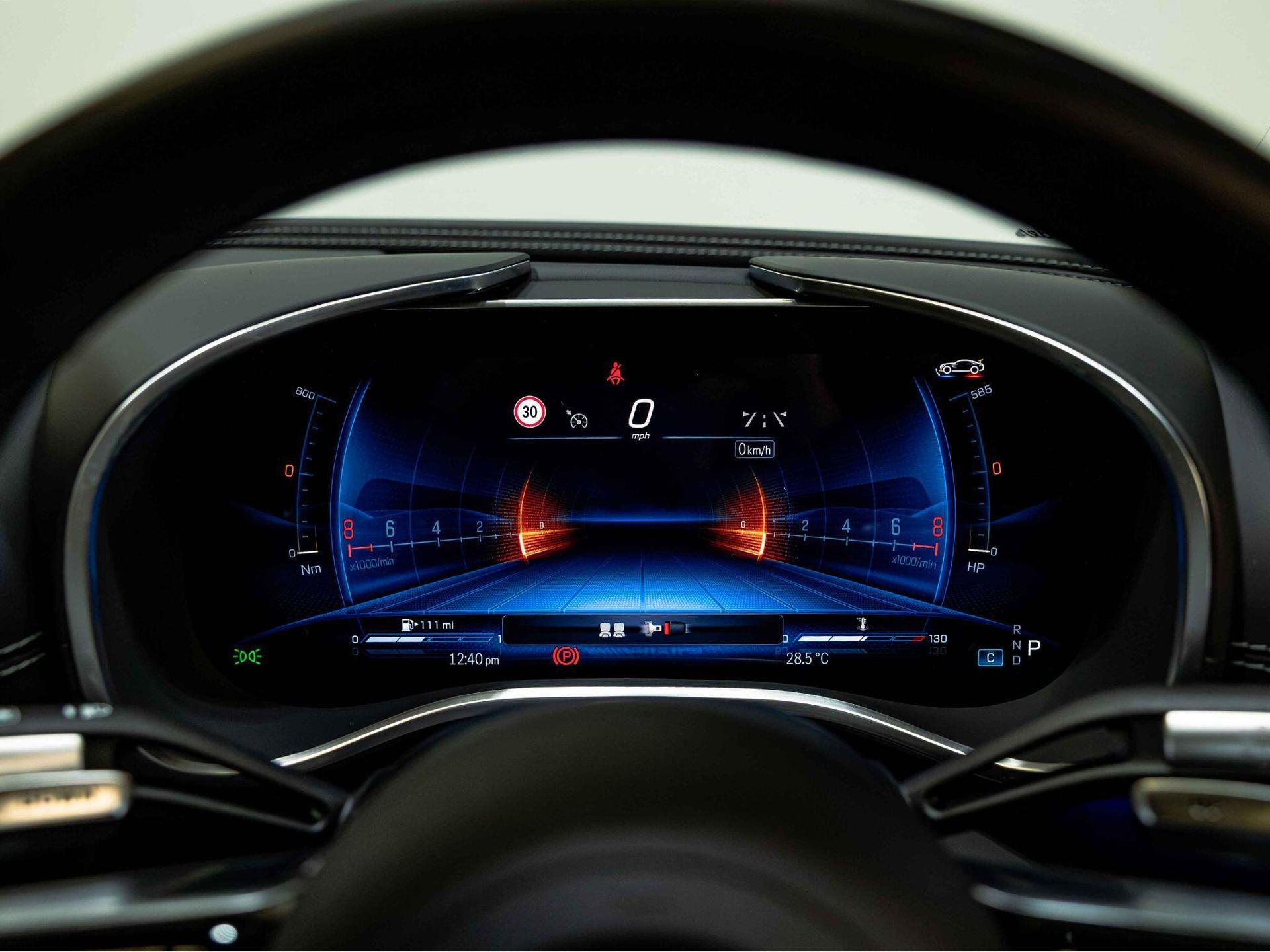 An interior shot of the driver instruments on a 2024 Mercedes-Benz AMG GT