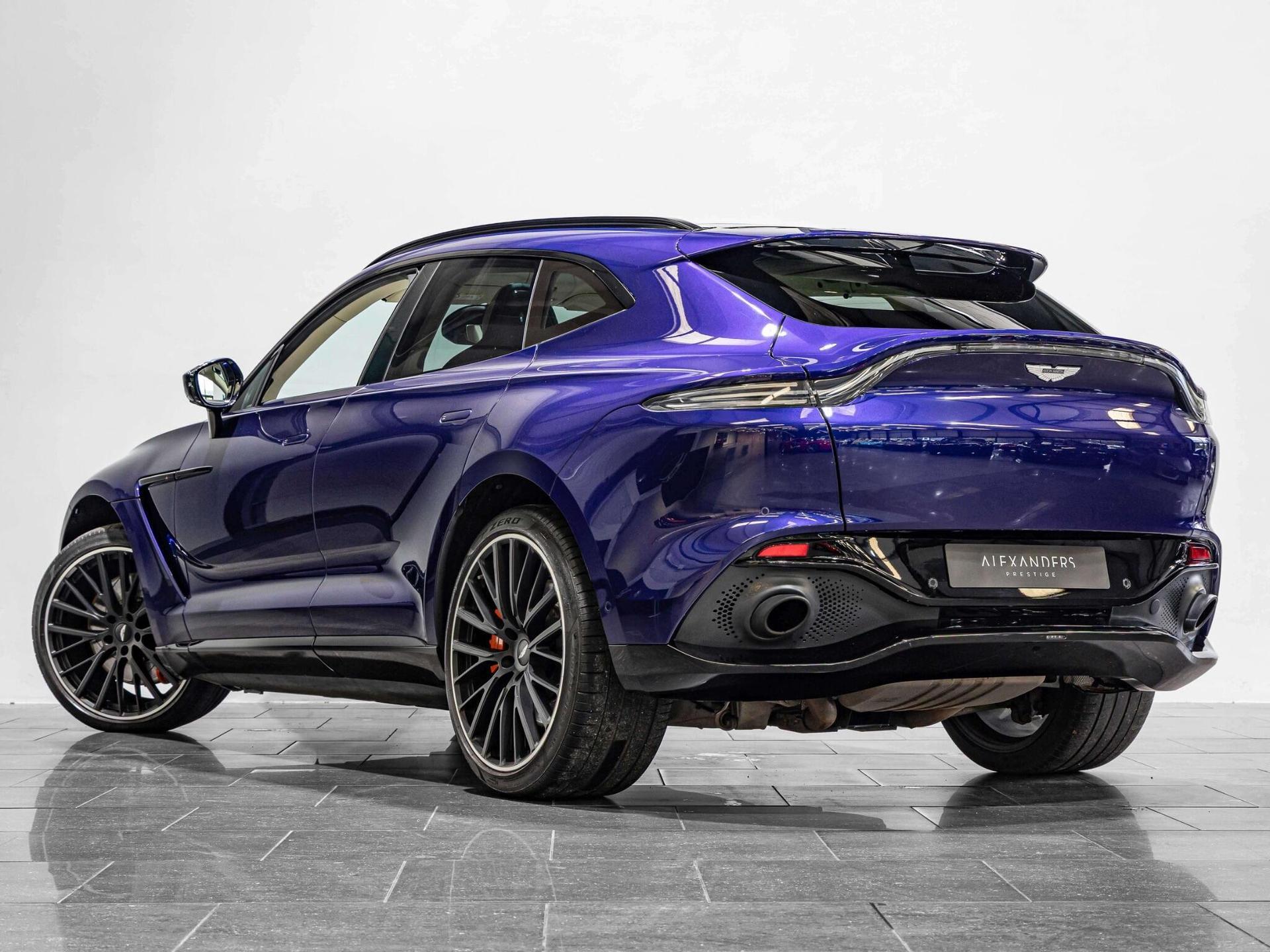 An exterior shot of the rear left on a 2023 Aston Martin DBX