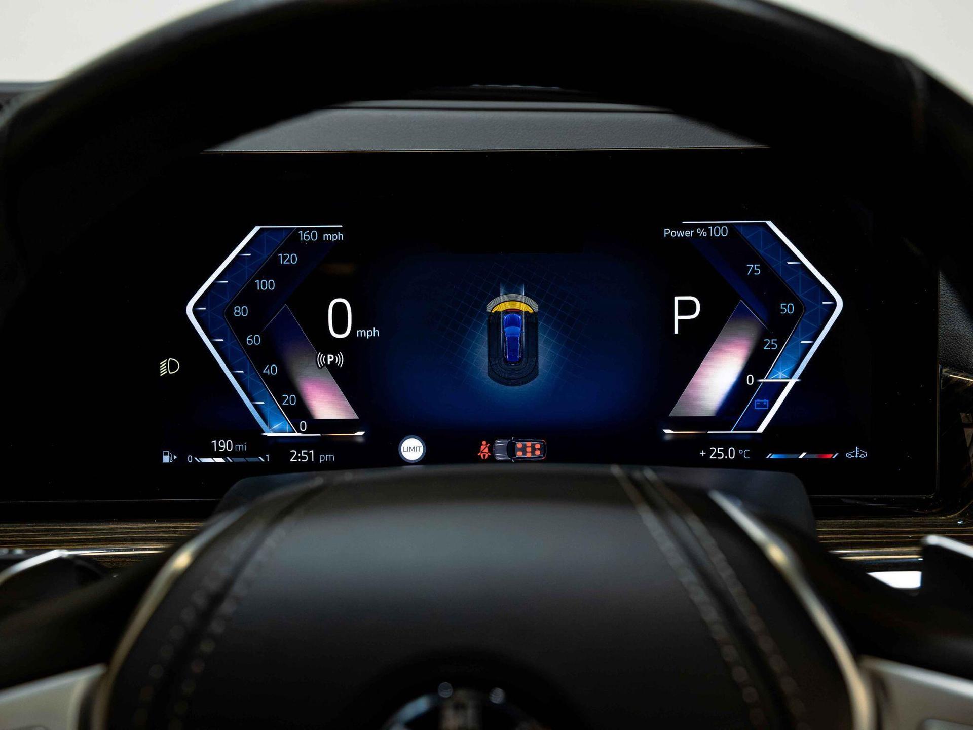 An interior shot of the driver instruments on a 2024 BMW X7
