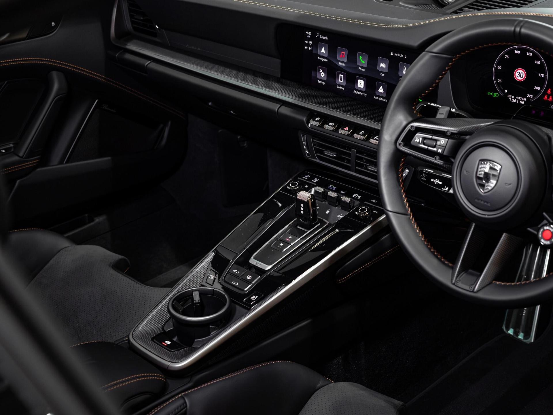 An interior shot of the interior front on a 2026 Porsche 911