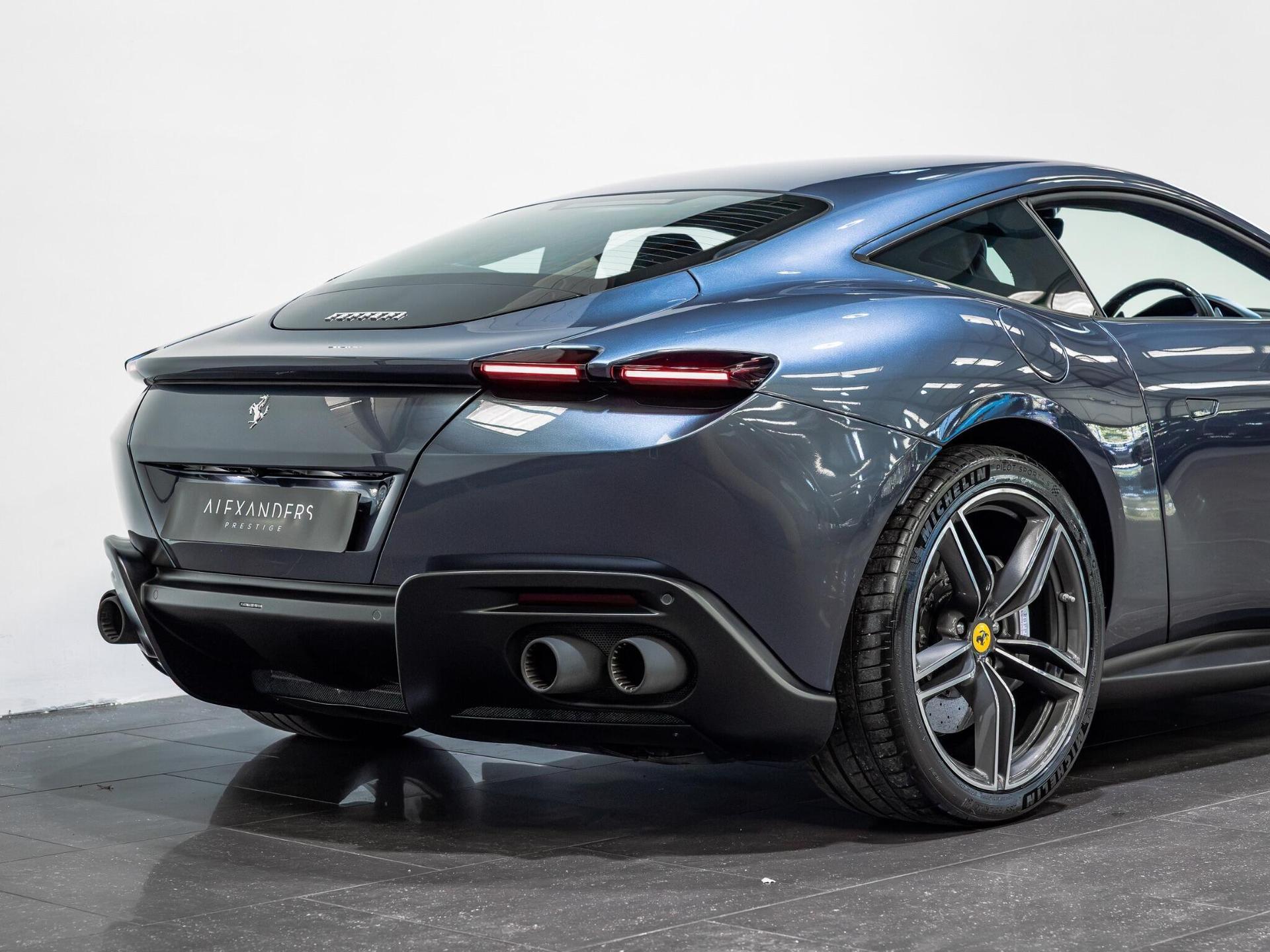 An exterior shot of the rear right on a 2022 Ferrari Roma