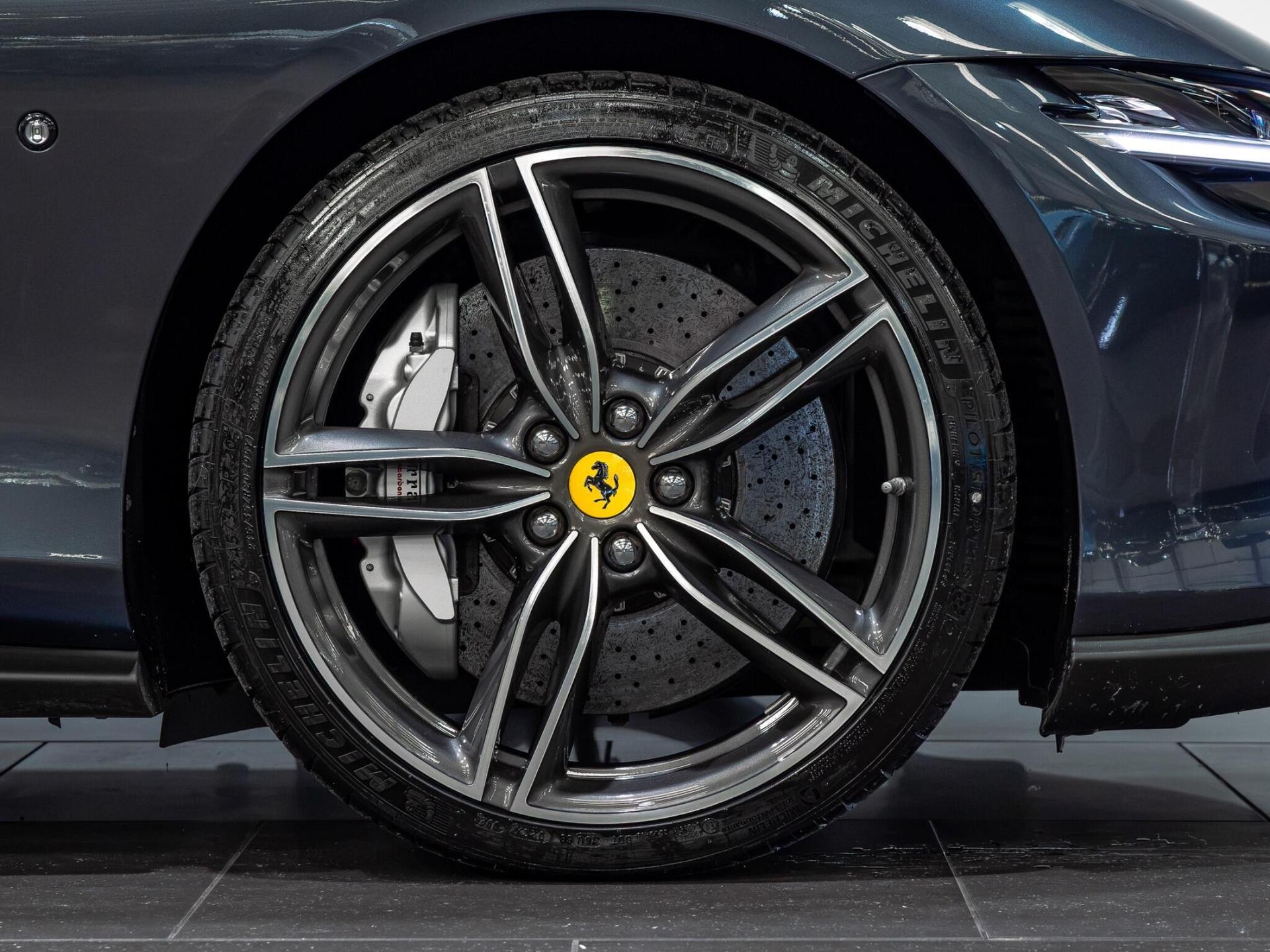 An exterior shot of the wheel on a 2022 Ferrari Roma