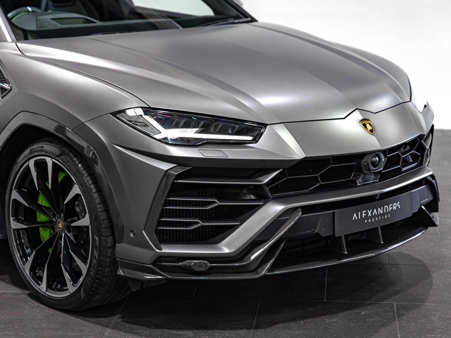 An exterior shot of the lights front on a 2022 Lamborghini Urus