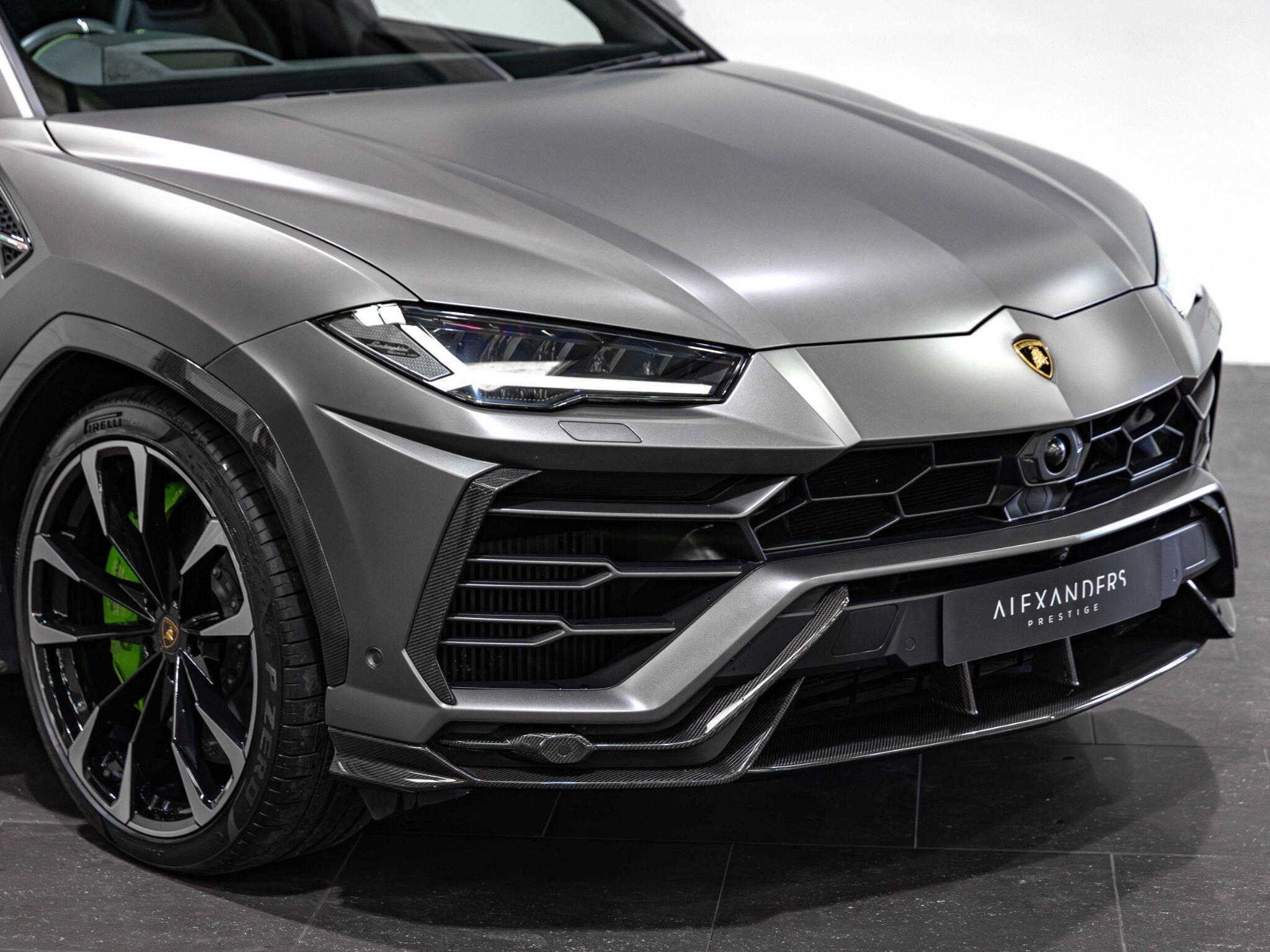 An exterior shot of the lights front on a 2022 Lamborghini Urus
