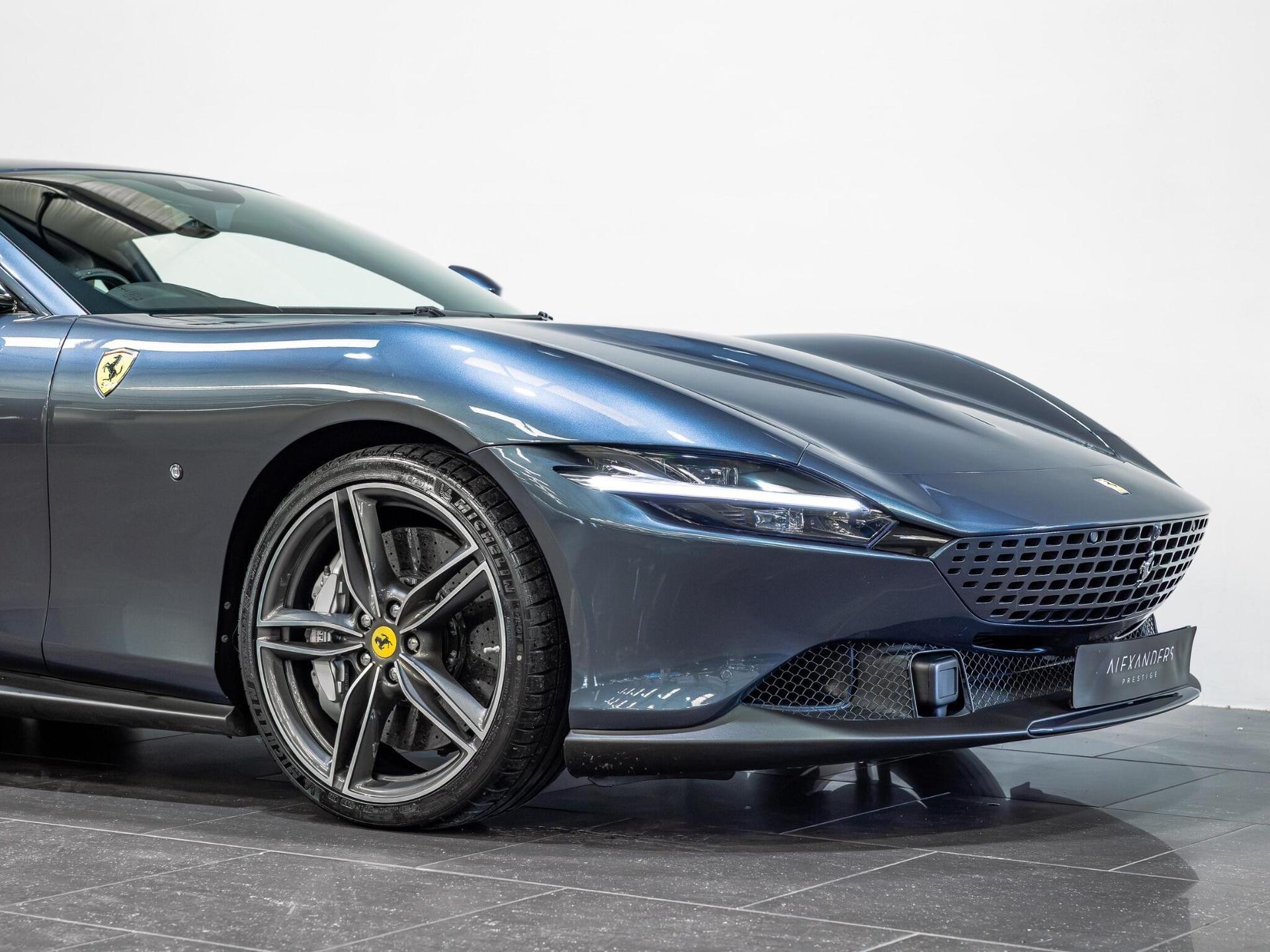 An exterior shot of the front right on a 2022 Ferrari Roma