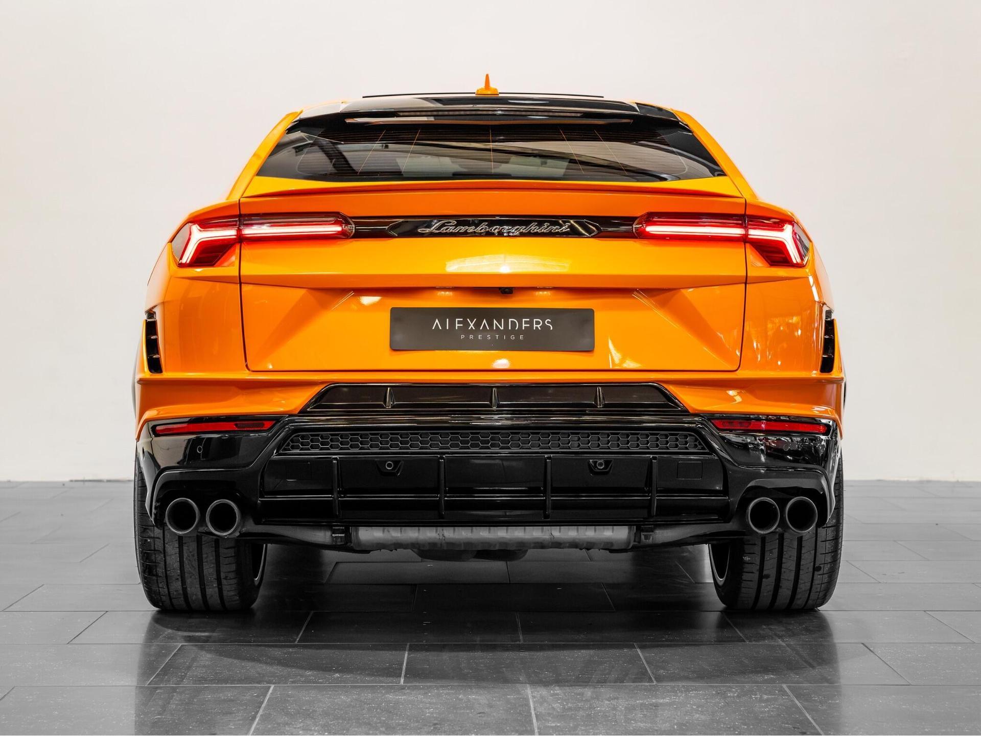 An exterior shot of the rear on a 2023 Lamborghini Urus