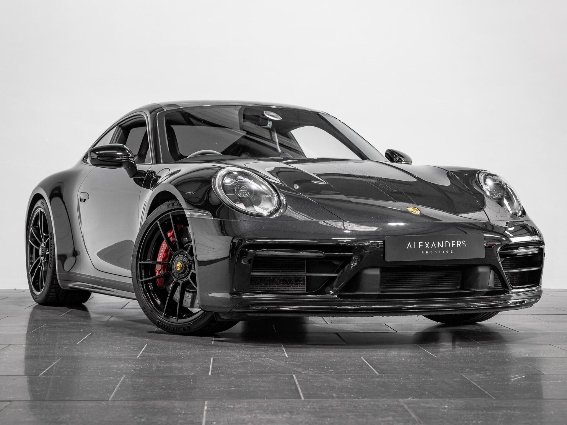 An exterior shot of the front right on a 2021 Porsche 911