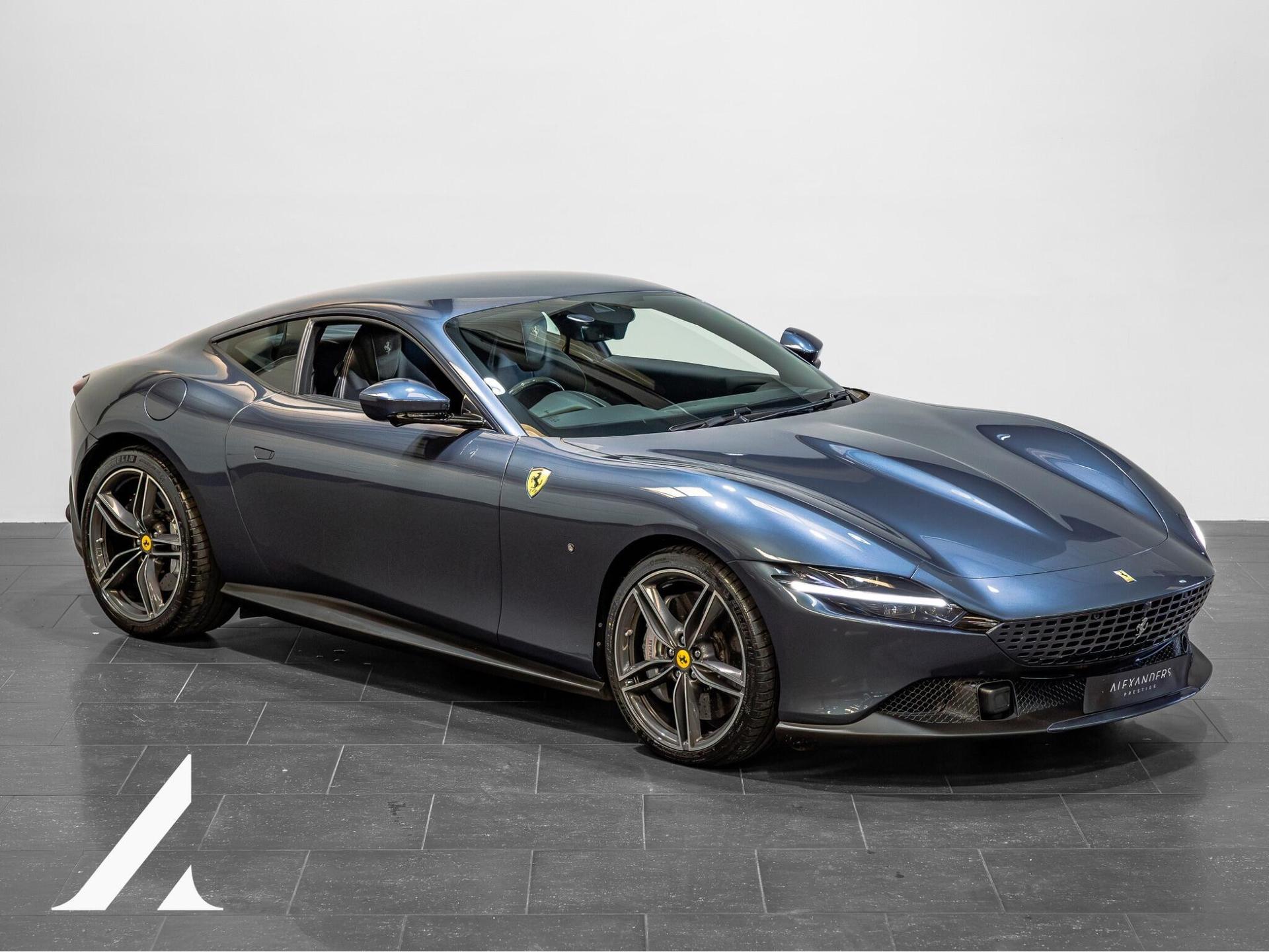 An exterior shot of the front right on a 2022 Ferrari Roma