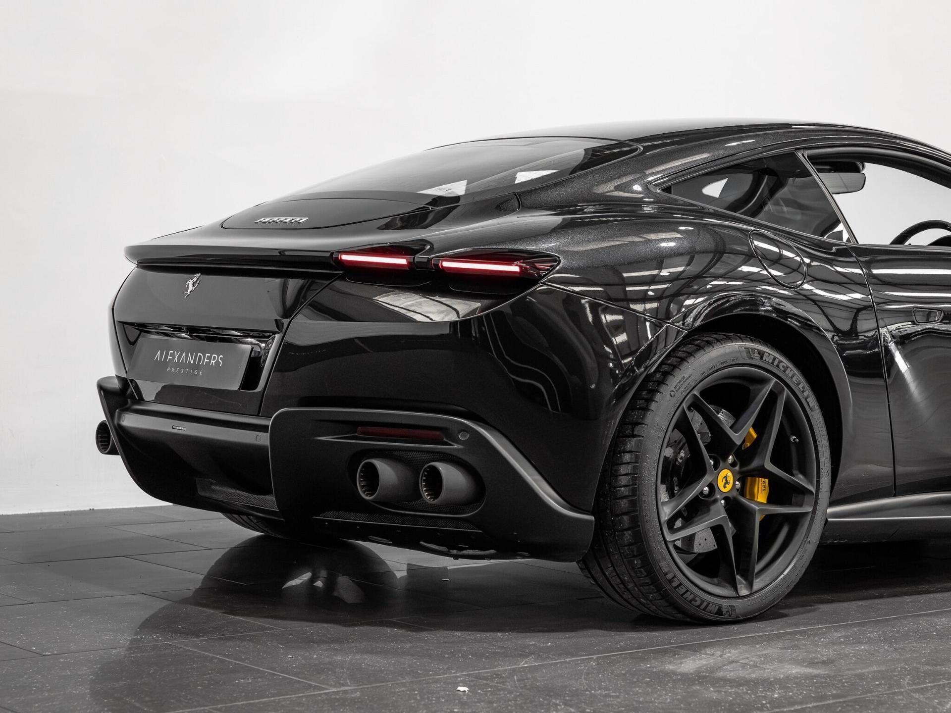 An exterior shot of the rear right on a 2021 Ferrari Roma