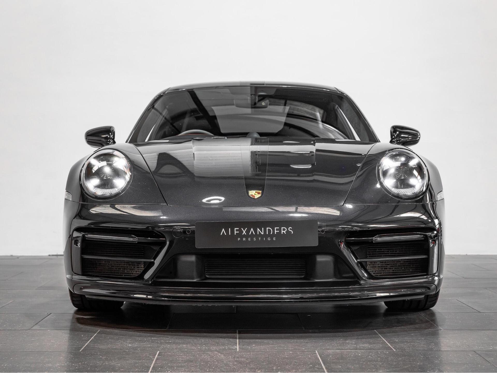 An exterior shot of the front on a 2021 Porsche 911