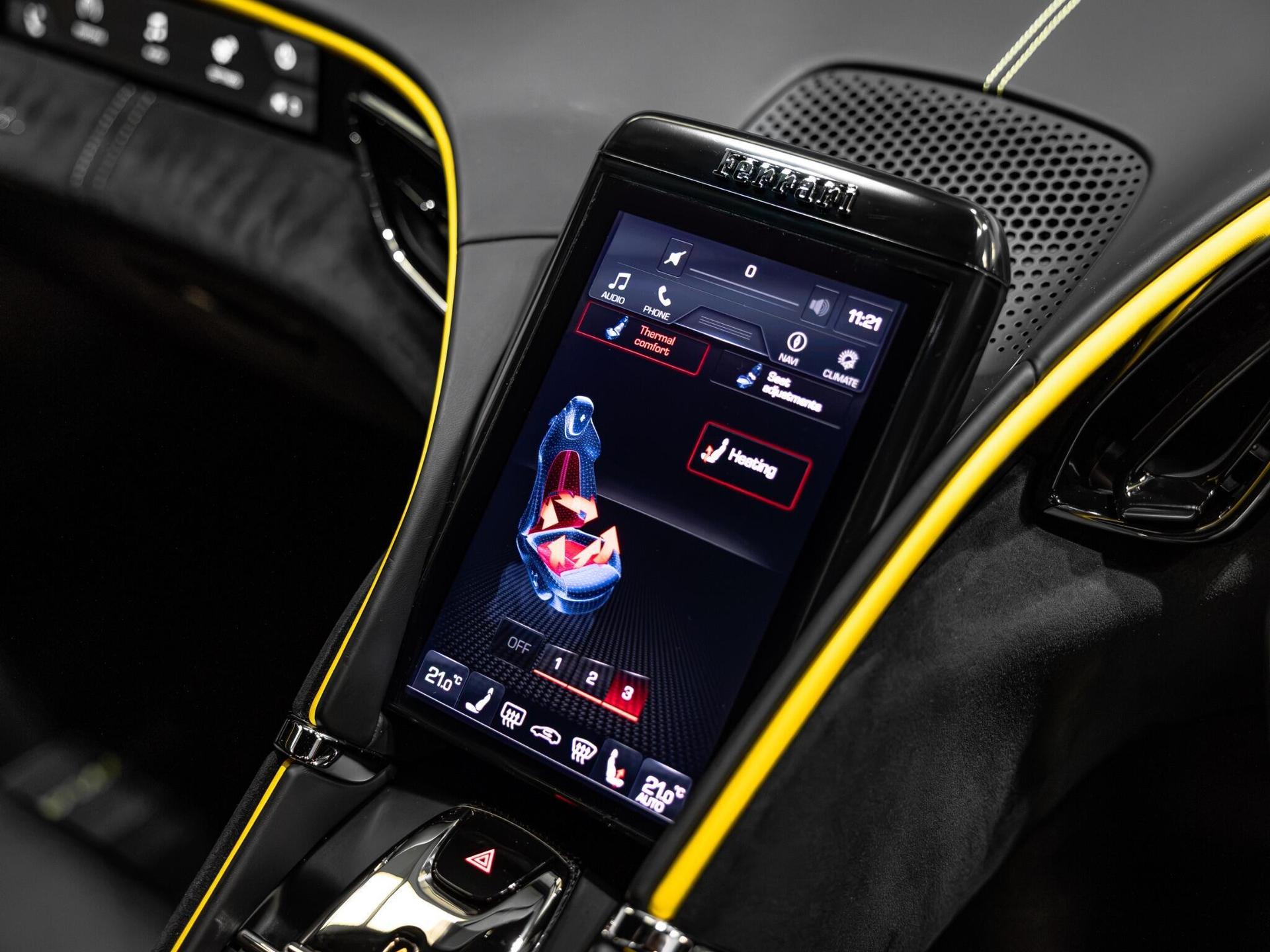 An interior shot of the infotainment system on a 2021 Ferrari Roma