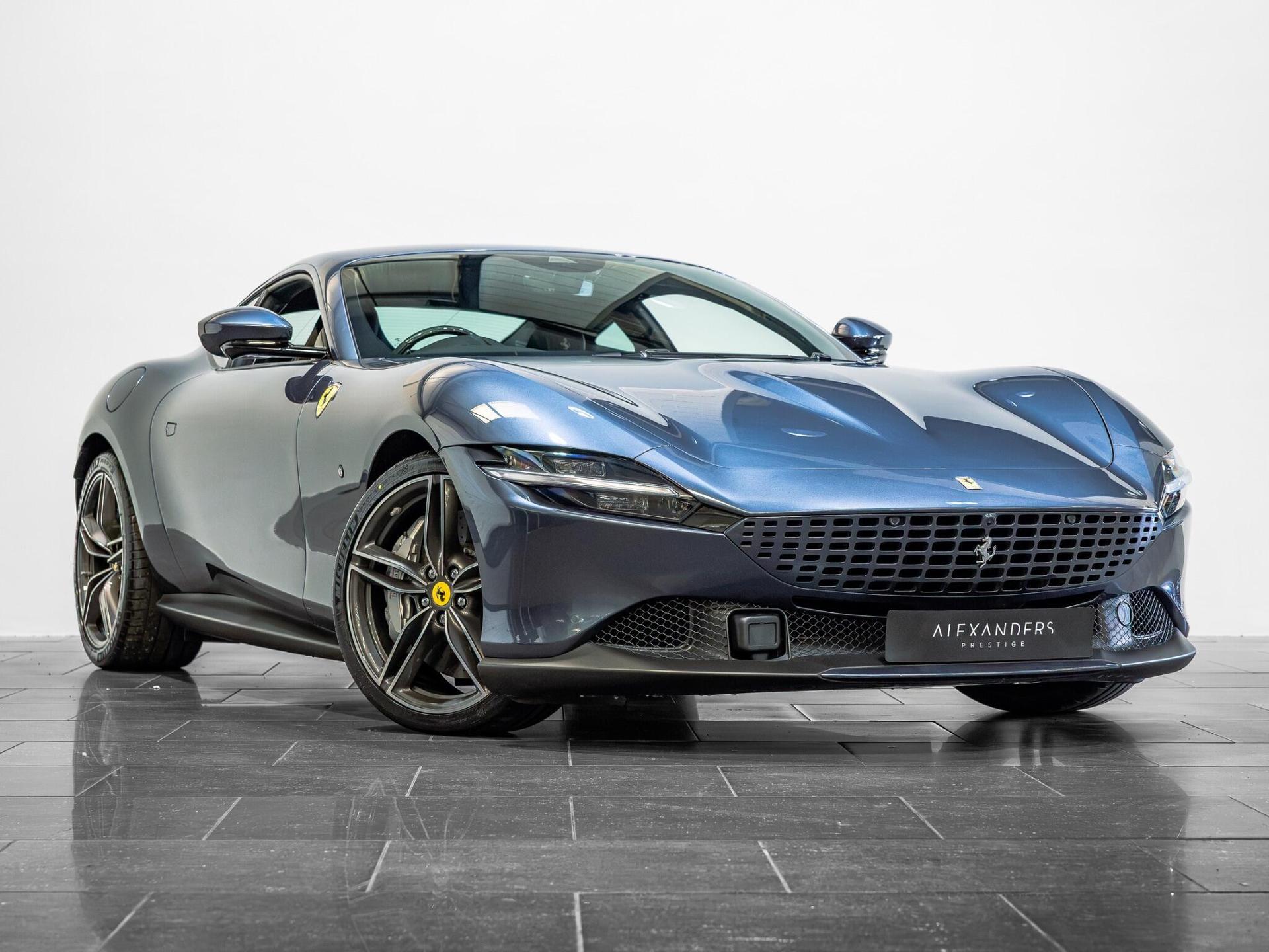 An exterior shot of the front right on a 2022 Ferrari Roma