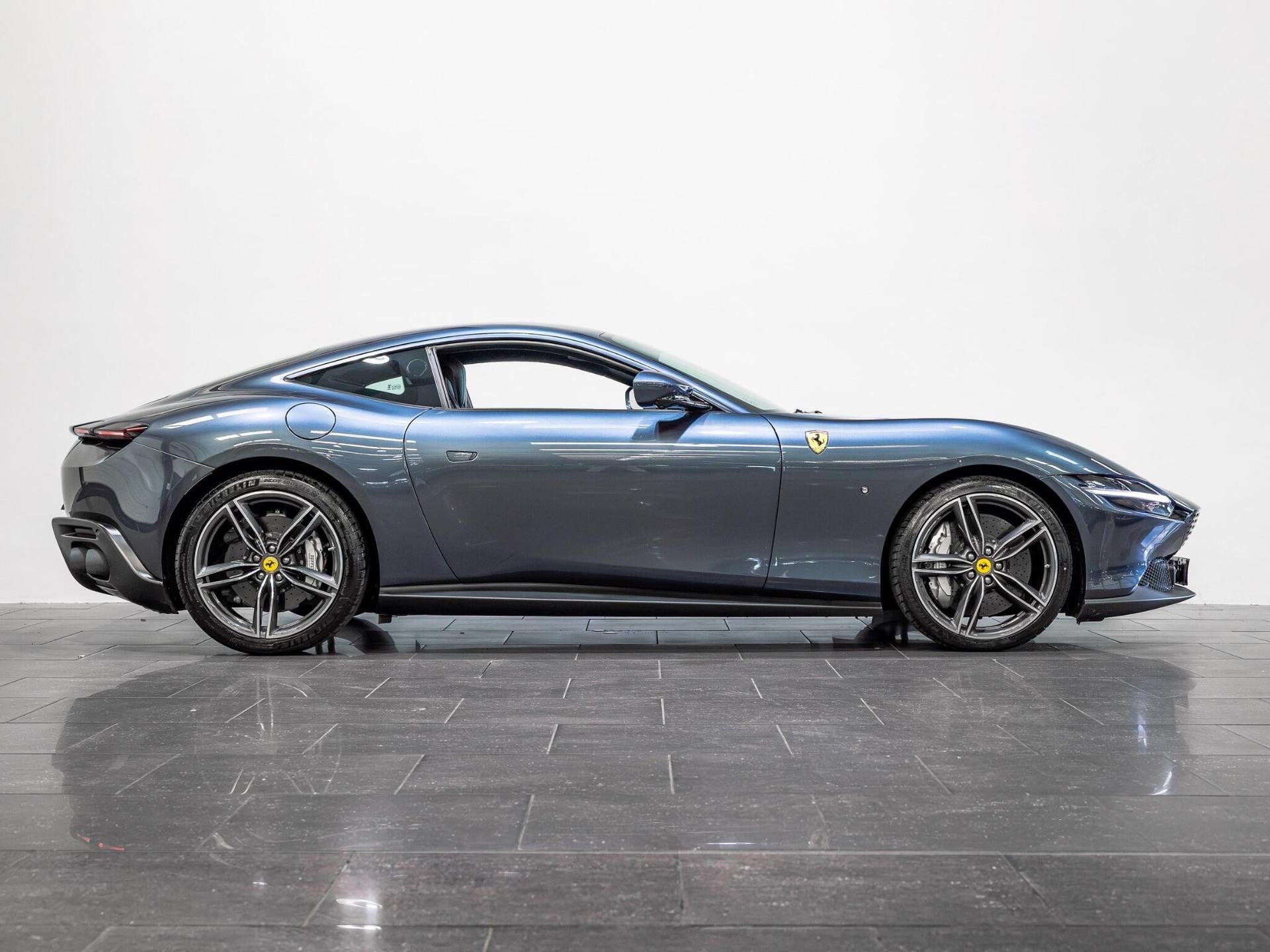 An exterior shot of the side right on a 2022 Ferrari Roma