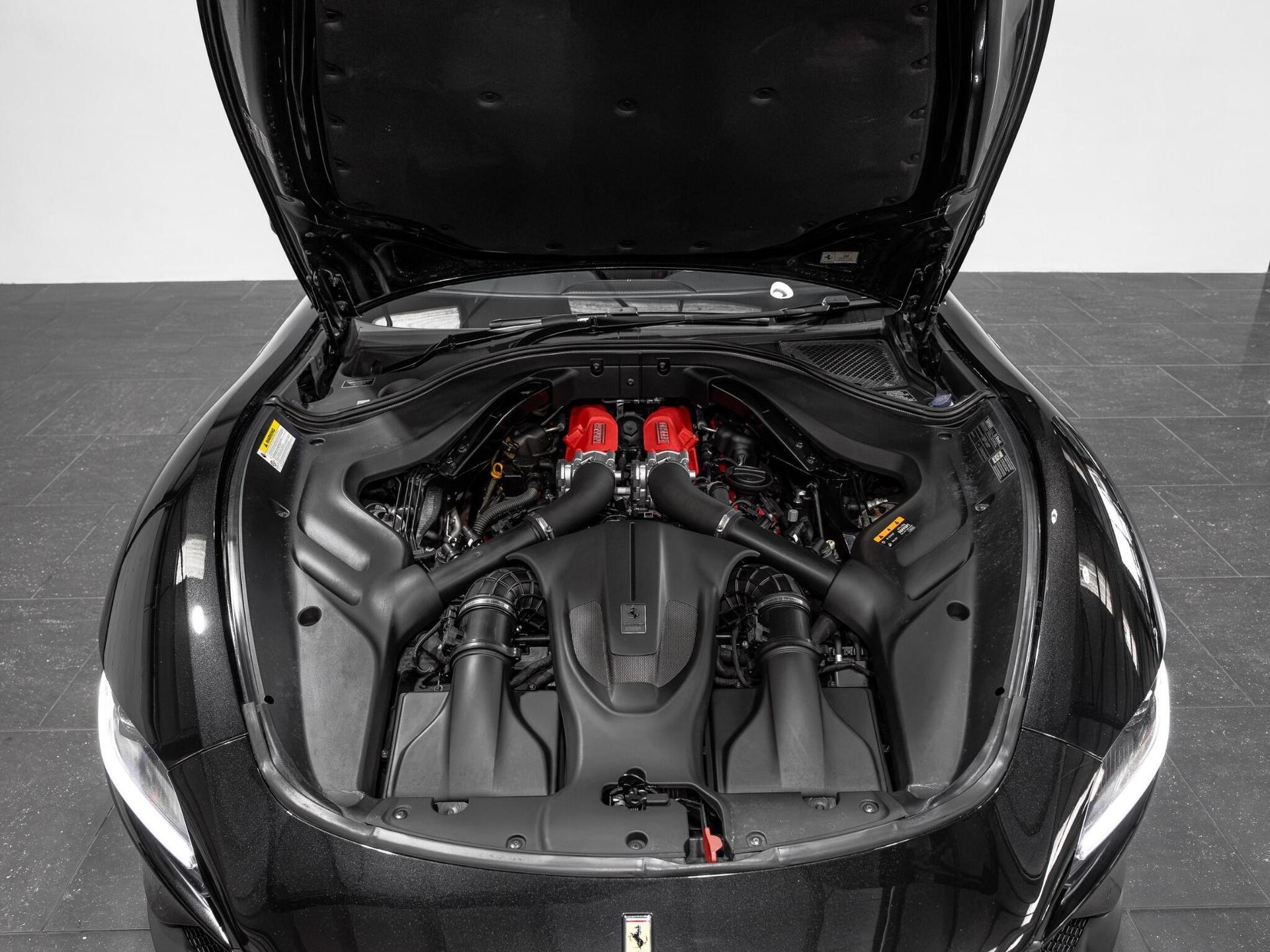 An exterior shot of the engine on a 2021 Ferrari Roma