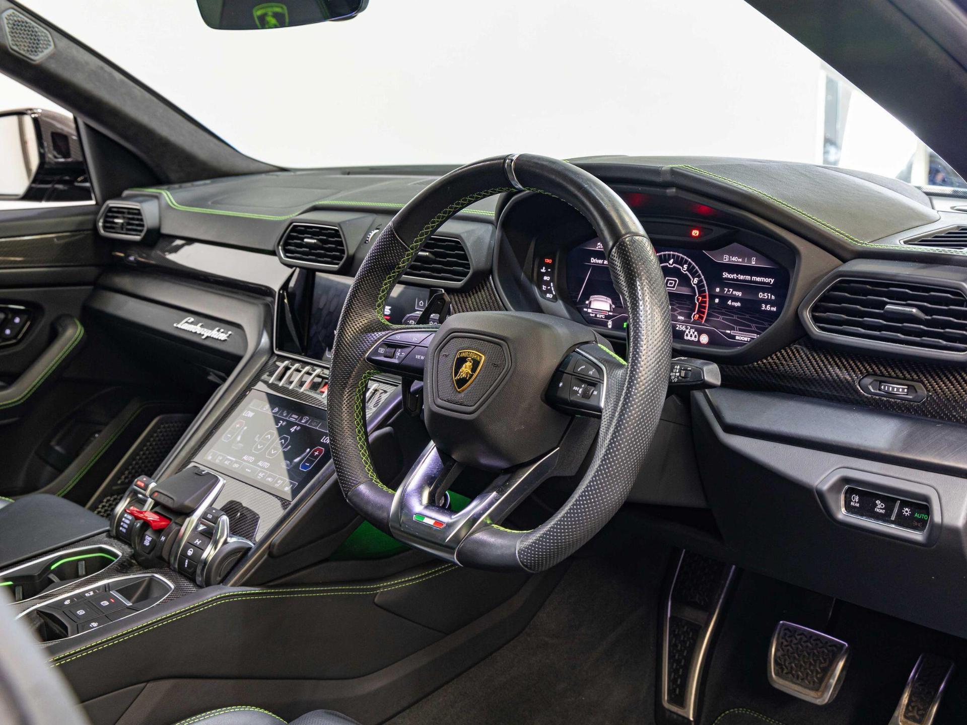 An interior shot of the interior front on a 2022 Lamborghini Urus