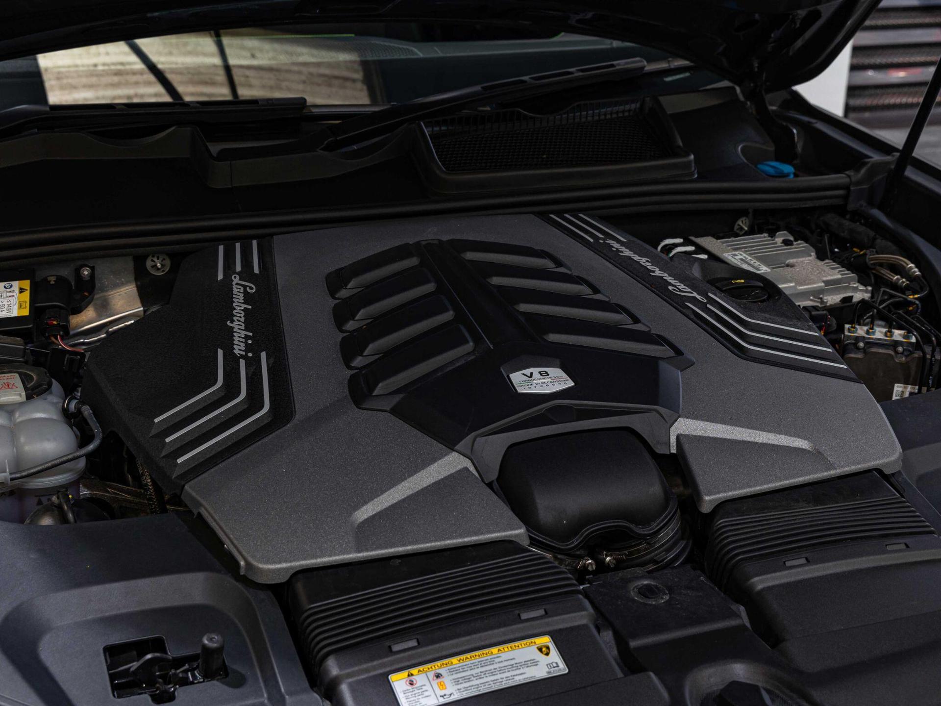 An exterior shot of the engine on a 2022 Lamborghini Urus