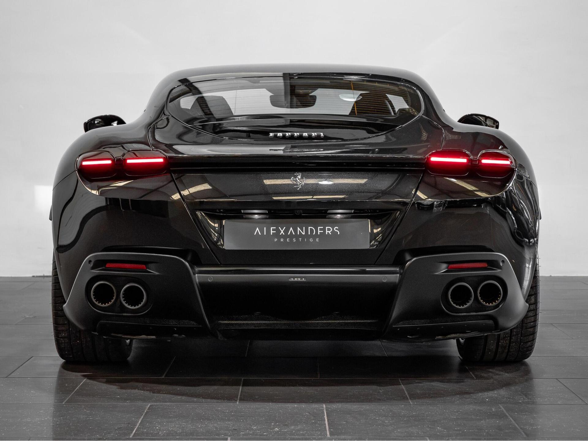 An exterior shot of the rear on a 2021 Ferrari Roma