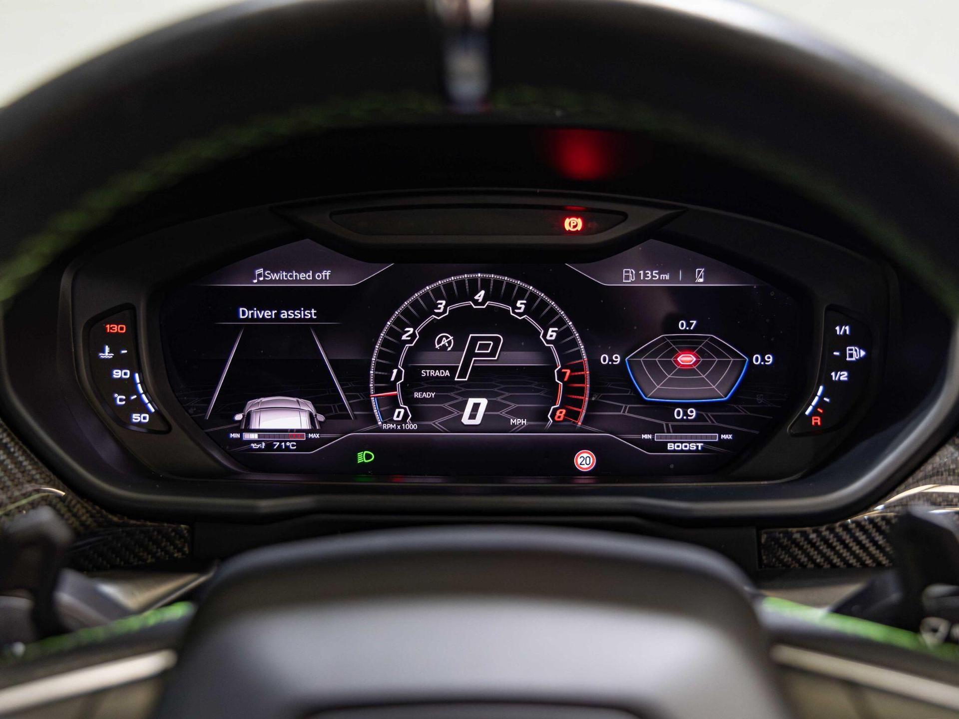 An interior shot of the driver instruments on a 2022 Lamborghini Urus