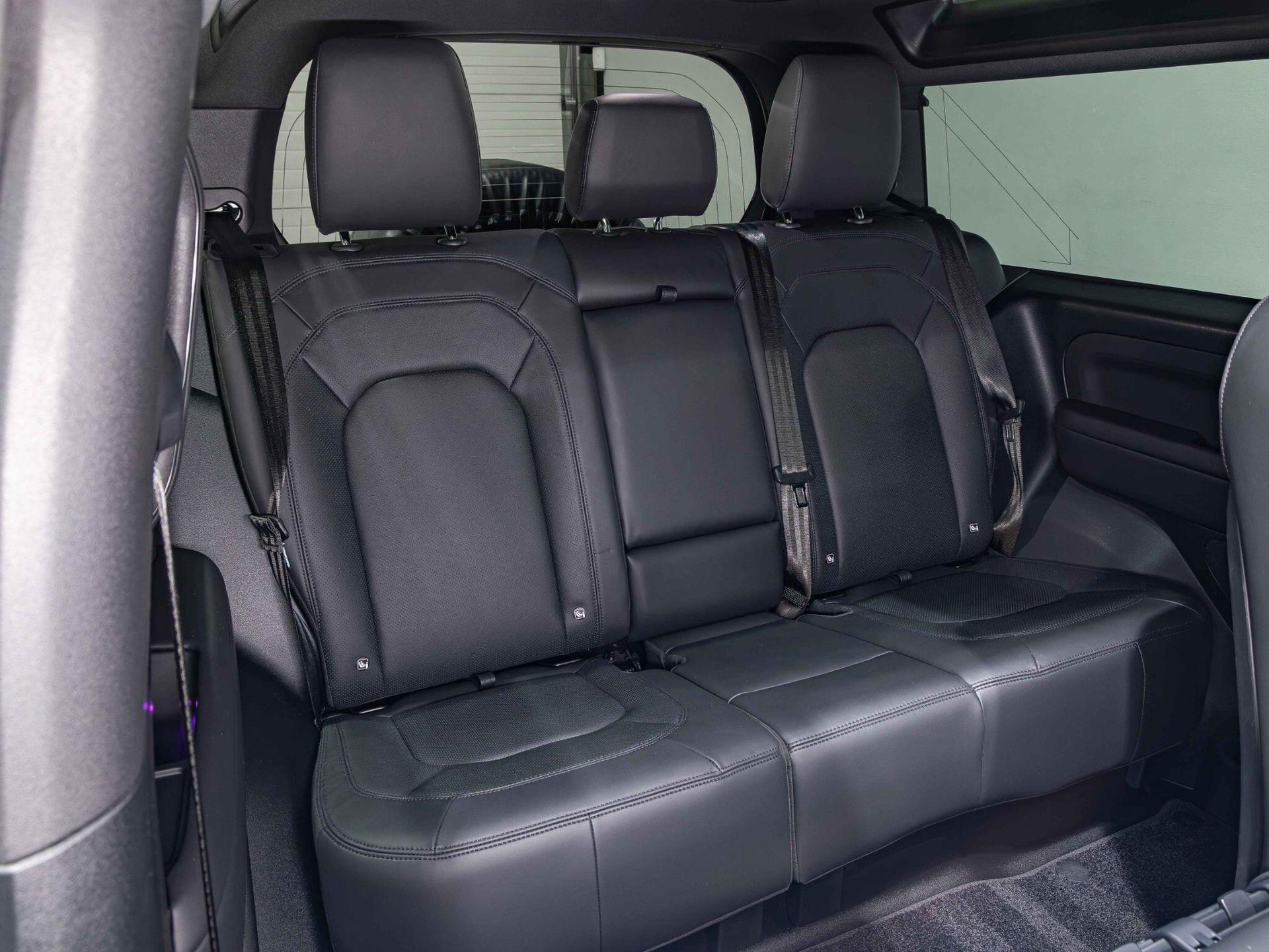 An interior shot of the seats rear on a 2025 Land Rover Defender 90
