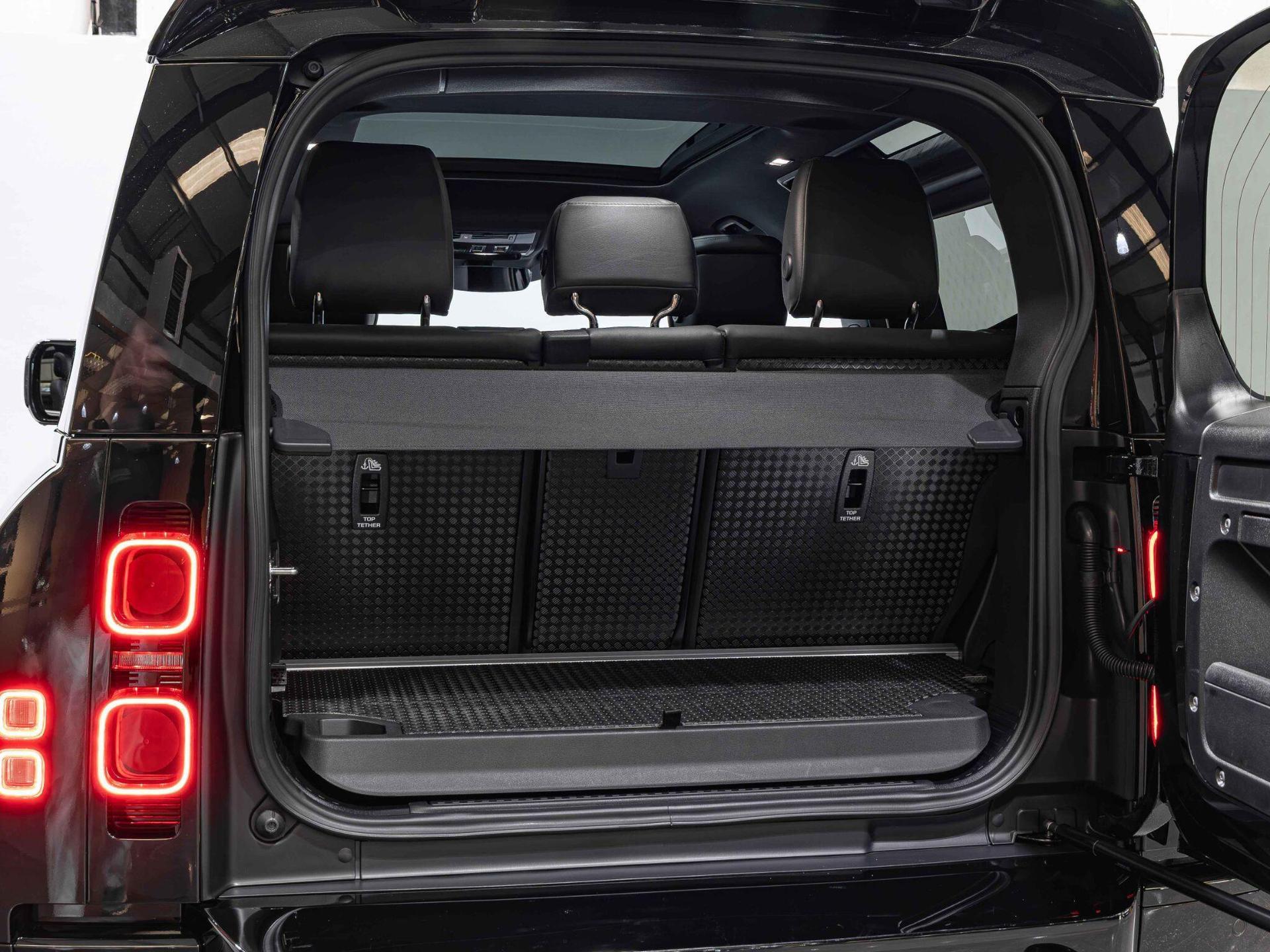 An interior shot of the boot on a 2025 Land Rover Defender 90